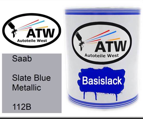 Saab, Slate Blue Metallic, 112B: 1L Lackdose, von ATW Autoteile West.